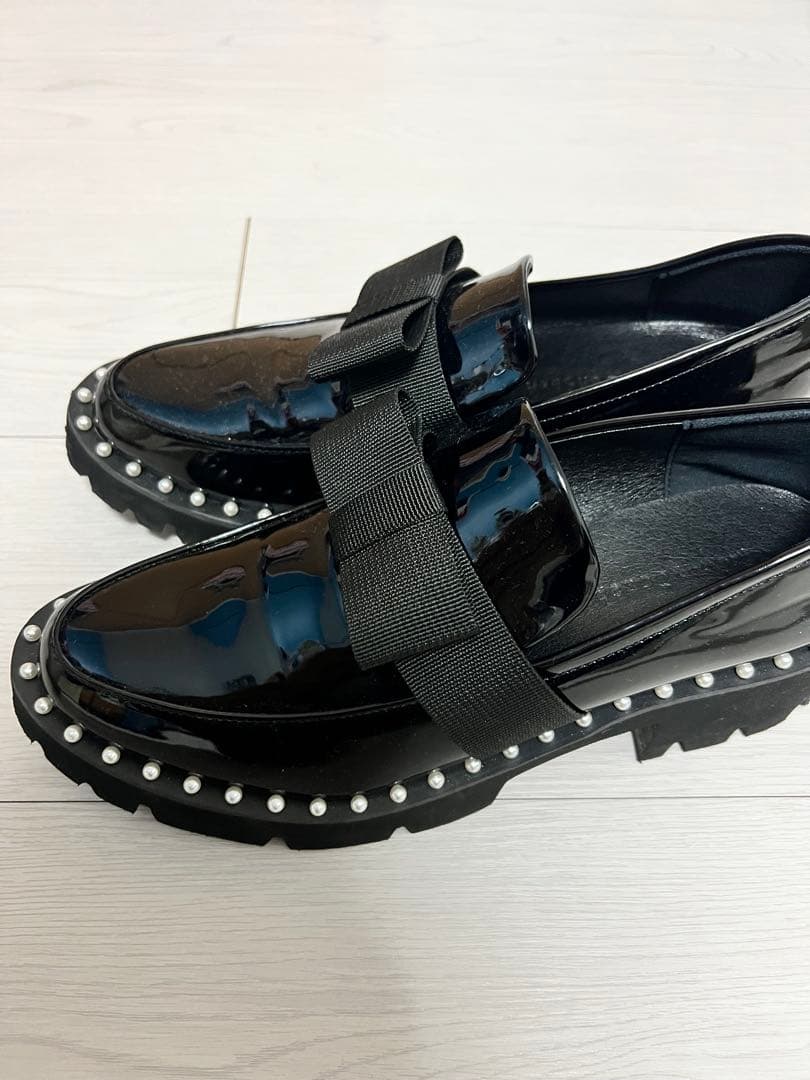 Akiron x Donoban パールリボンローファー ベロアパールリボンローファー[C]