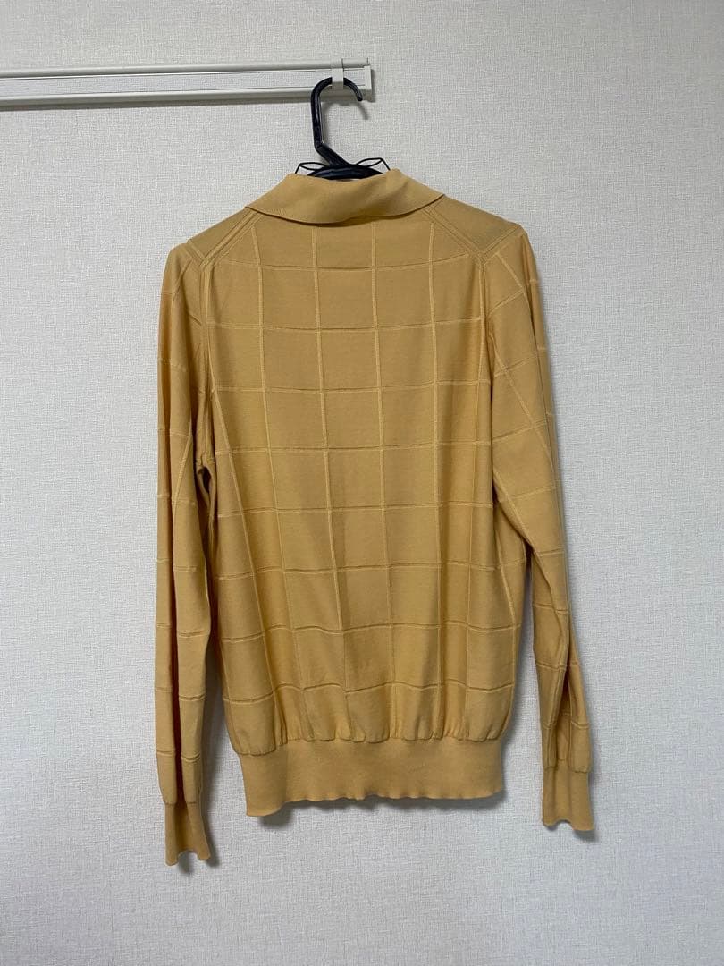 にこにこセレクト様専用】Brioni ベージュチェック柄 長袖ポロシャツ 48