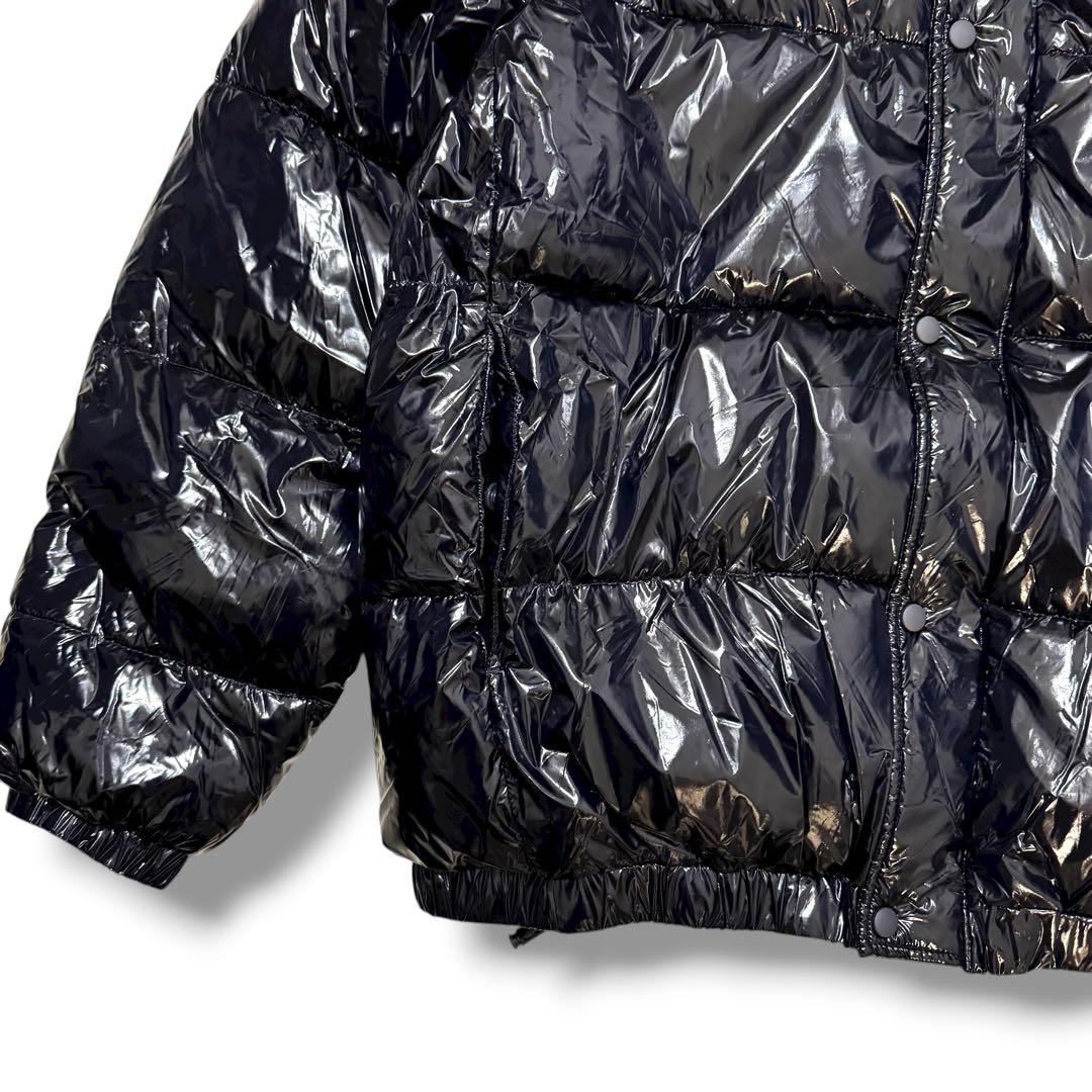 ZARA 光沢 エナメル ダウンジャケット ネイビー Lサイズ y2k - メルカリ