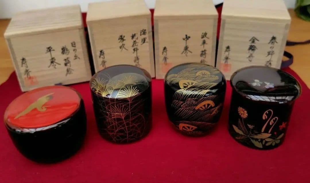 漆製蒔絵四季棗　4個 栗山園オンライン通販部 / 【出物】 四君子蒔絵中棗 淡々斎書付