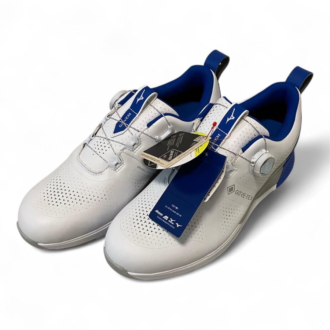 ミズノ　ジェネム WG GTX ボア BOA ホワイト×ブルー 51GQ2400 ミズノ ジェネム WG GTX ボア 4E 51GQ2300 (ゴルフシューズ) 価格比較