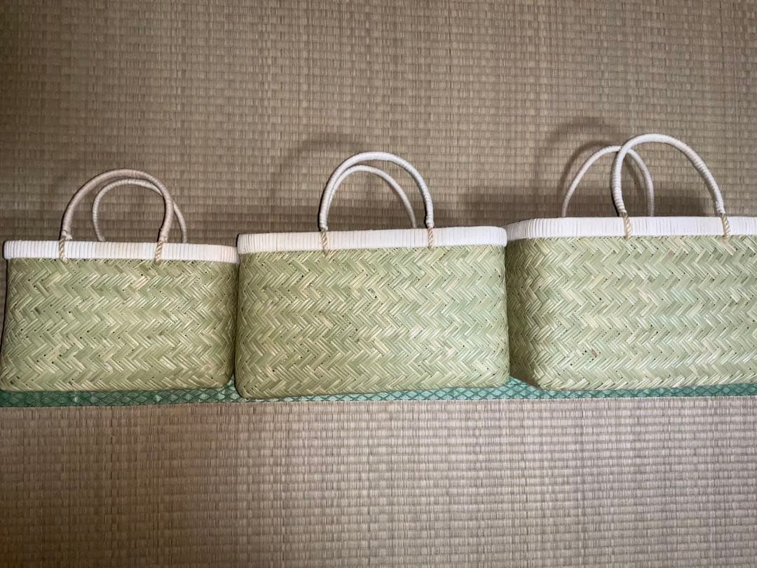 鳥越竹細工　市場かご　新品　大中小サイズ3点セット　最後 スズ竹市場かご(岩手県鳥越竹細工/籐ハンドル/中サイズ)(約)幅41×マチ
