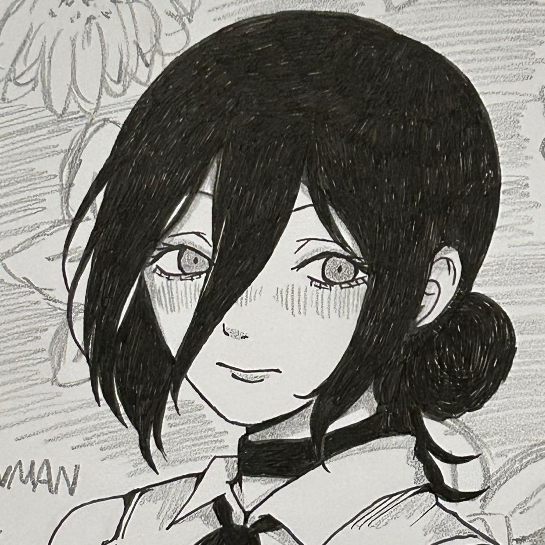 チェンソーマン＞手描きイラスト/レゼ＜ミニ色紙＞ - メルカリ