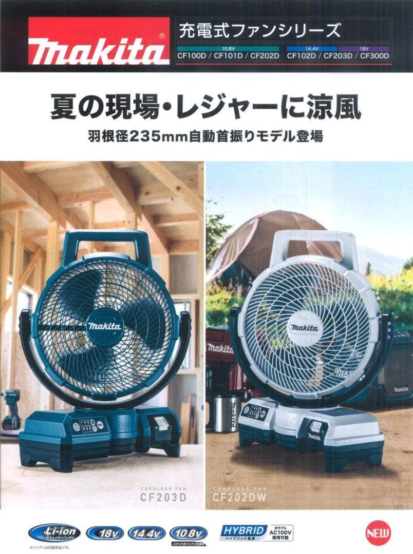 マキタ 14.4V 18V 充電式ファン CF203DZ 青 ★コードレス扇風機
