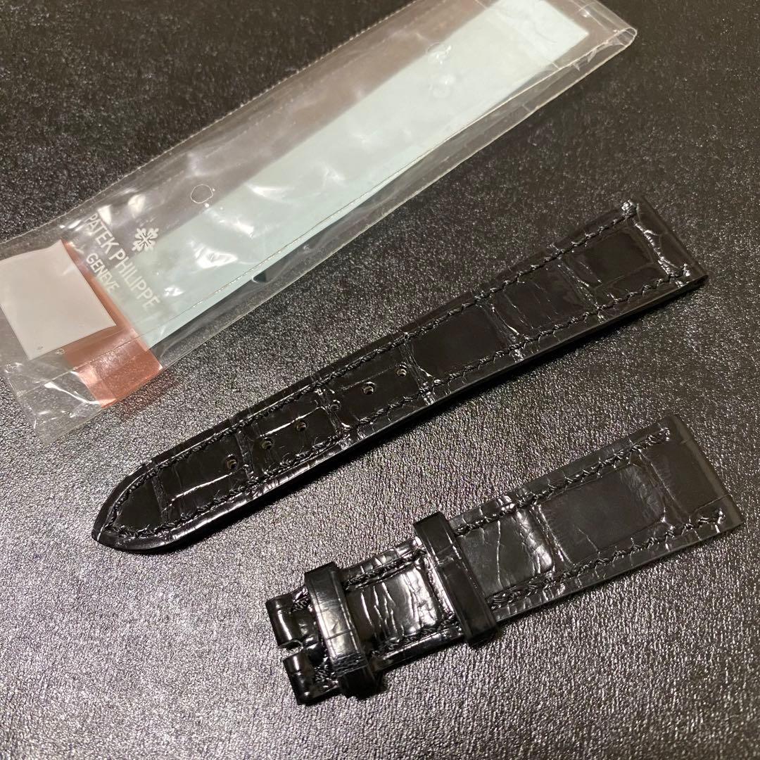 パテックフィリップ　純正　ベルト　ブラック　カラトラバ　黒 パテックフィリップ 替えベルト クロコダイル マット バックル K18WG