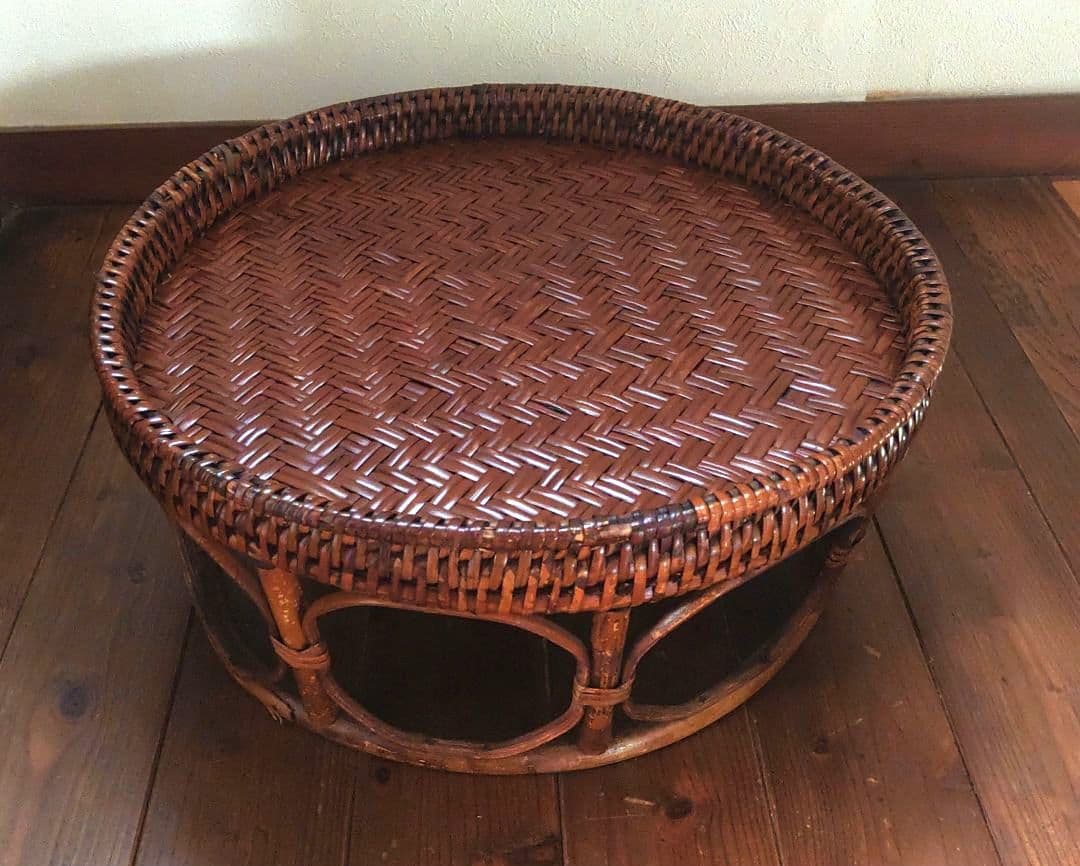 カントークテーブル 籐ラタンローテーブル 直径約46㎝×高さ約20㎝