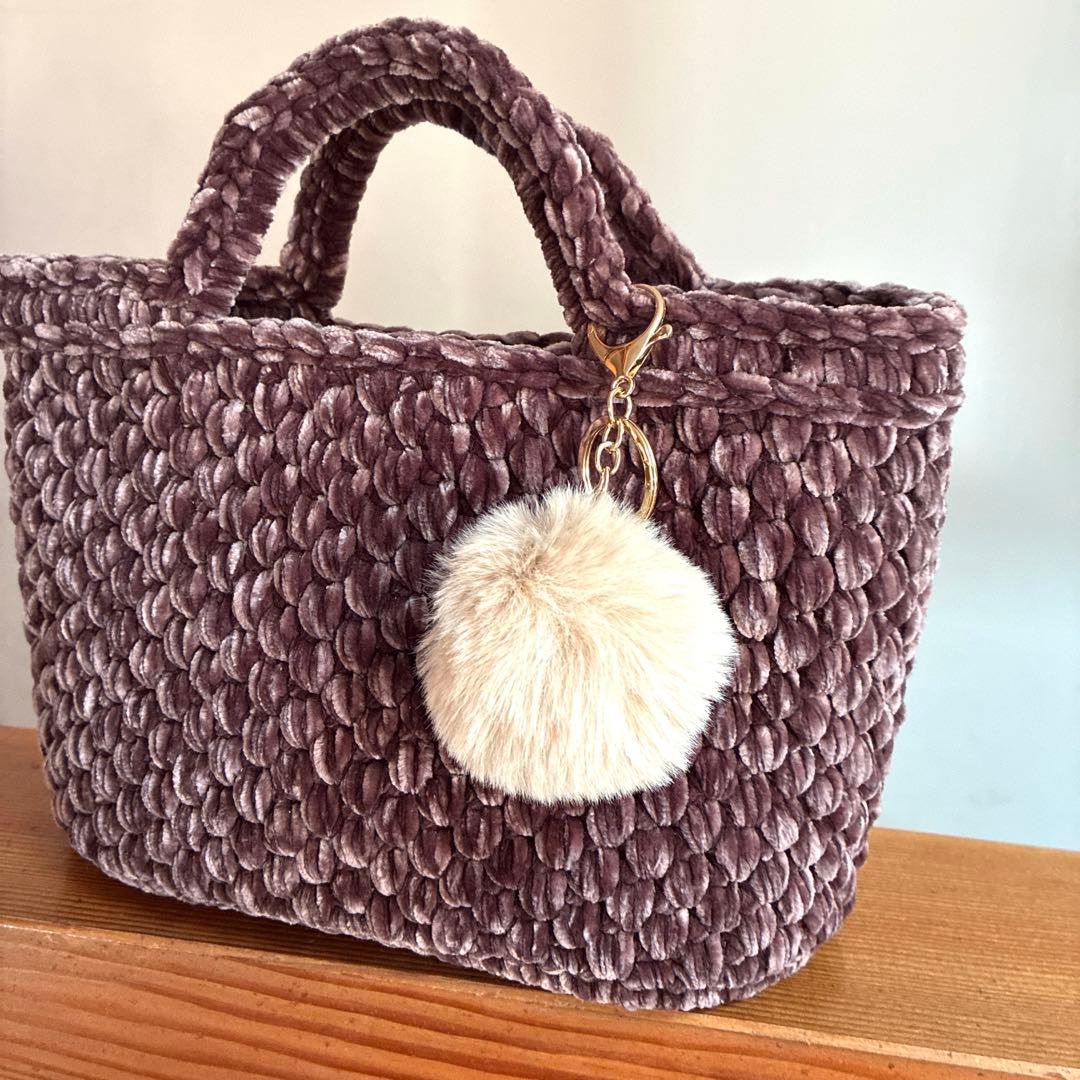 ブラウン×ベルベット ズパゲッティ マルシェバッグ あずき色 - メルカリ