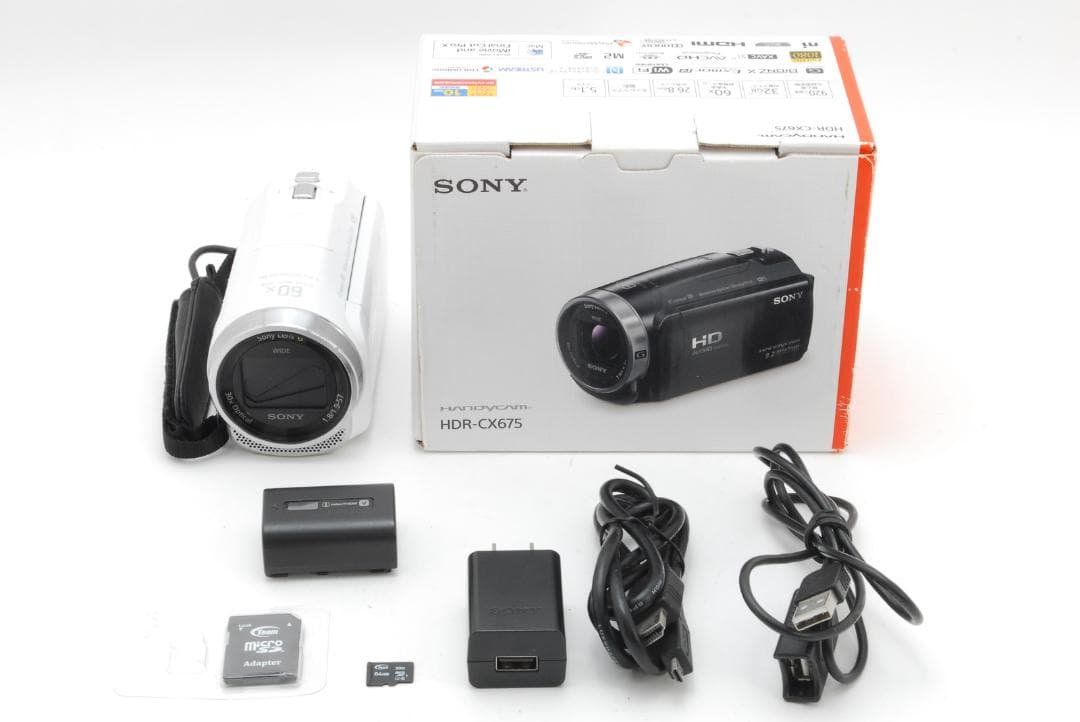 【箱付き】ソニー SONY HDR-CX675 ホワイト SONY ビデオカメラ HDR-CX675 1ヶ月～ [月額レンタル]