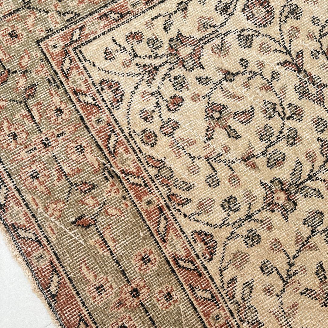 hyokoさま専用トルコ ヴィンテージラグ グリーン ベージュ フローラル