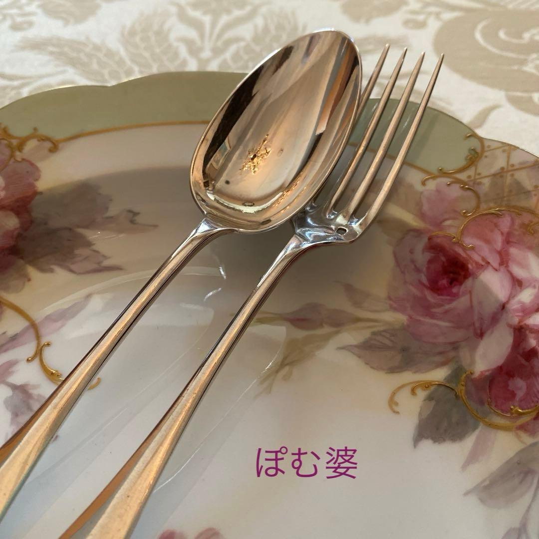 フランス／H.Soufflot】純銀／フォーク＆スプーン 2セット
