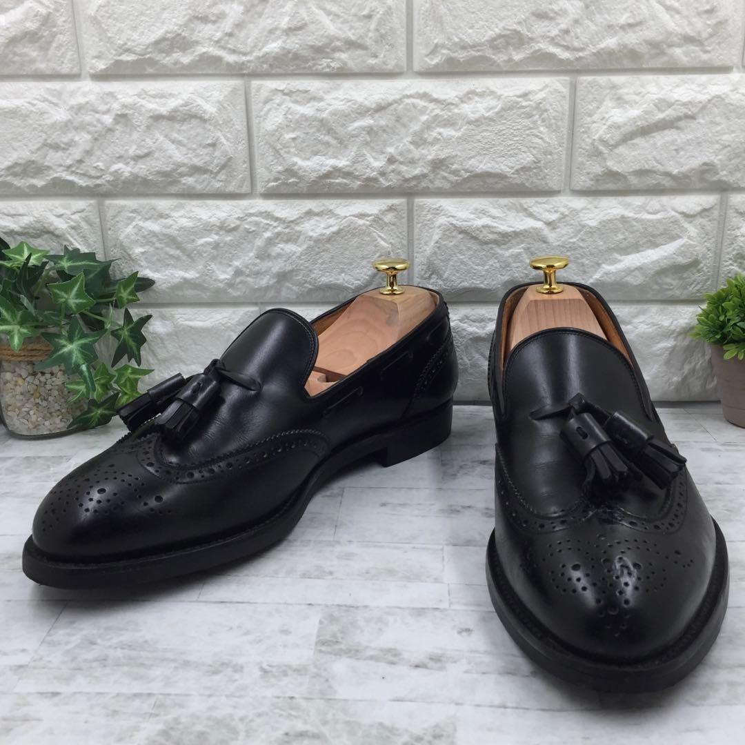 【美品】スコッチグレイン ウィングチップタッセルローファー 25.5cm 黒