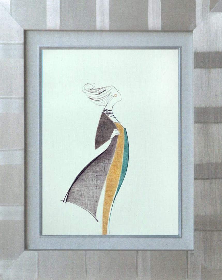 油絵 菅家令子 絵 絵画インテリア額付(青緑＋金色の枠) F4-080814