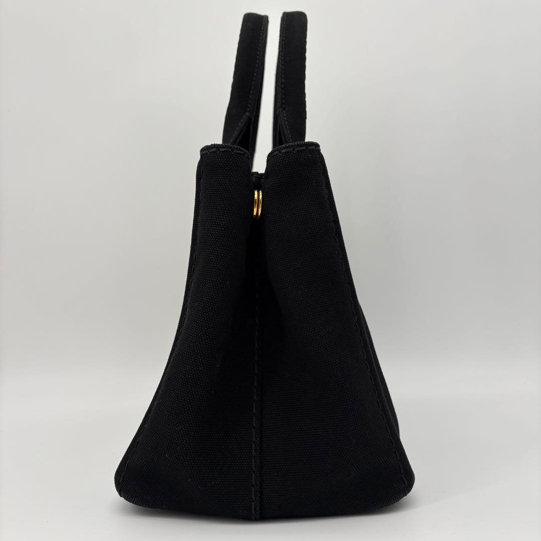 美品 プラダ カナパSS トートバッグ ハンドバッグ 2way キャンバス 黒