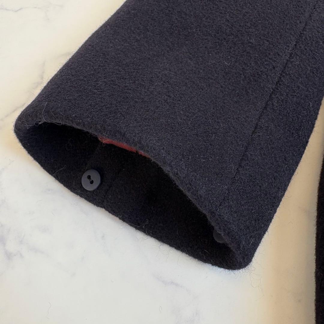 Sov. ソブ ブルーフォックスファー付 アンゴラロングコート 38 紺