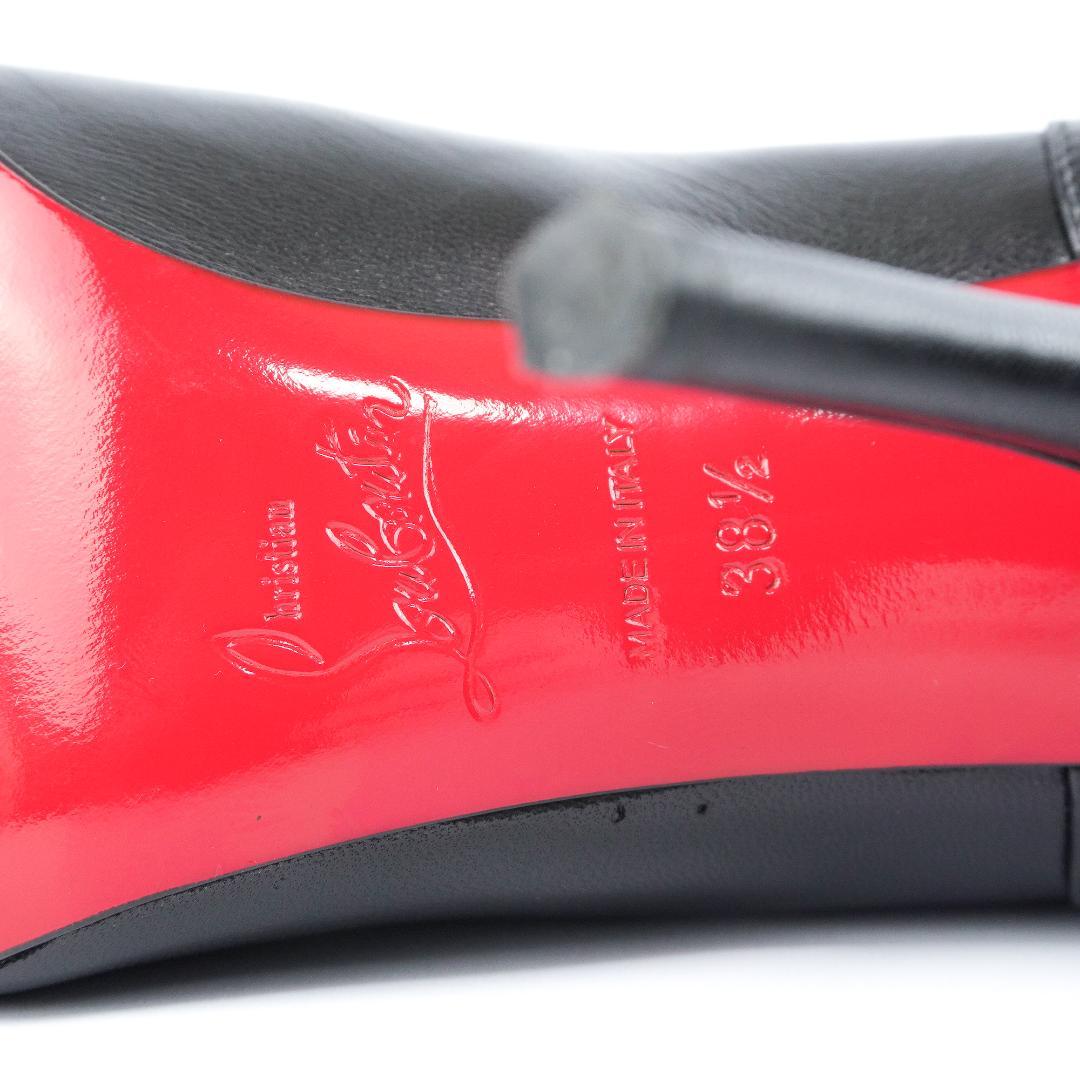 24.5cm ルブタン黒レザーポインテッドトゥブーティ バレンタインデー最適