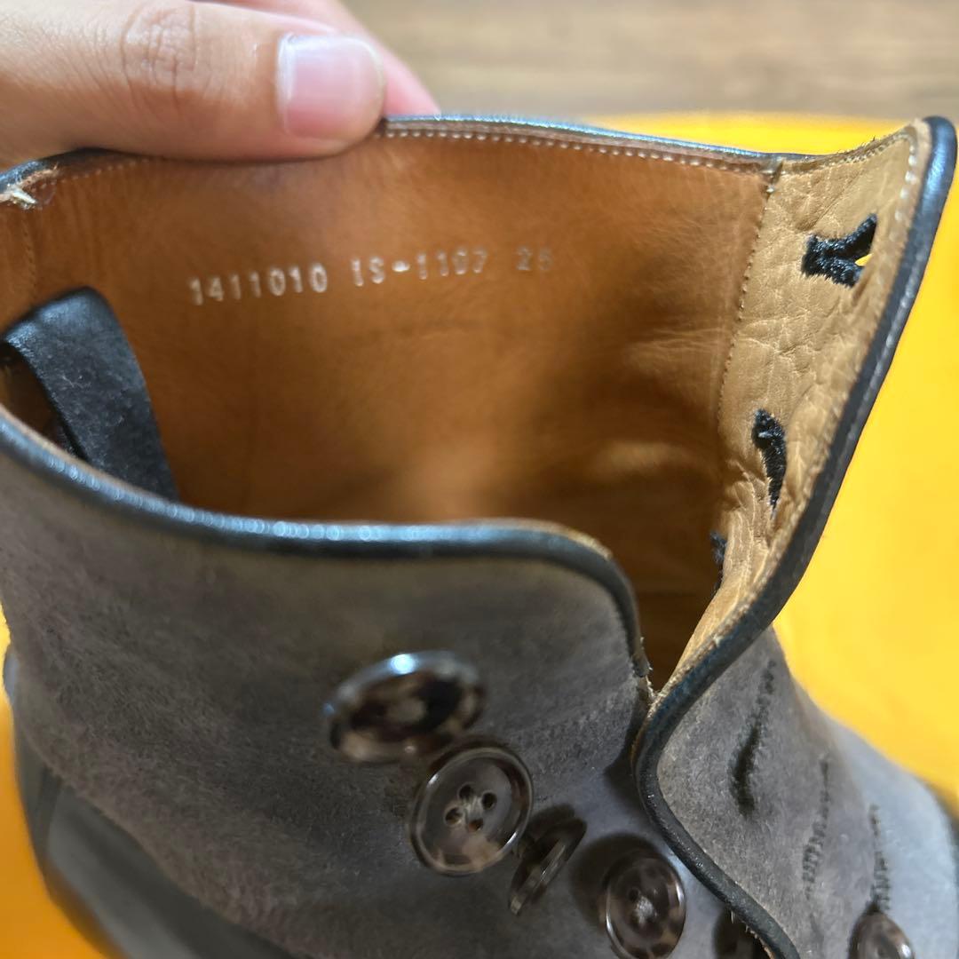 大塚製靴 ボタンブーツ 矢筈コバ ピッチドヒール 25.0cm EE フック付き