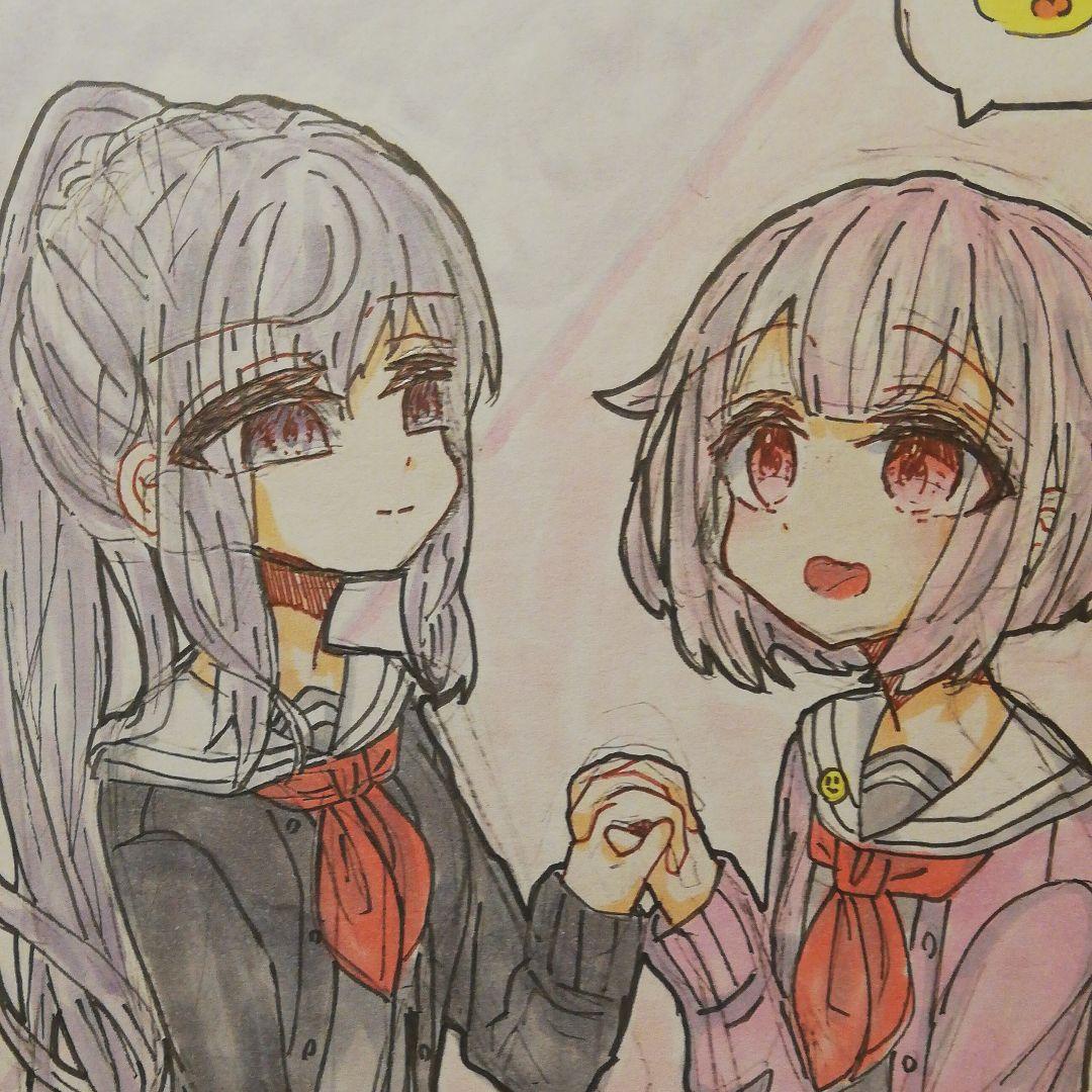 プロセカ 朝比奈まふゆ 鳳えむ ファンアート 手描きイラスト 色紙