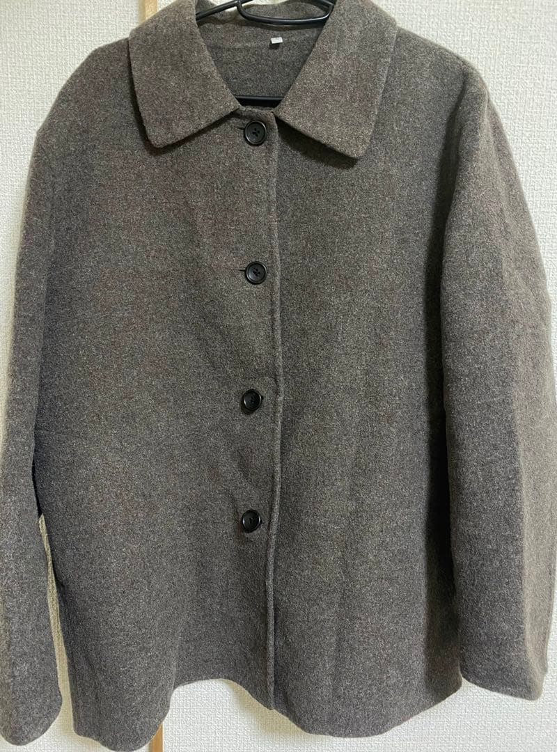 無印良品 婦人 ウール混 ダブルフェイスショートコート ダークモカ