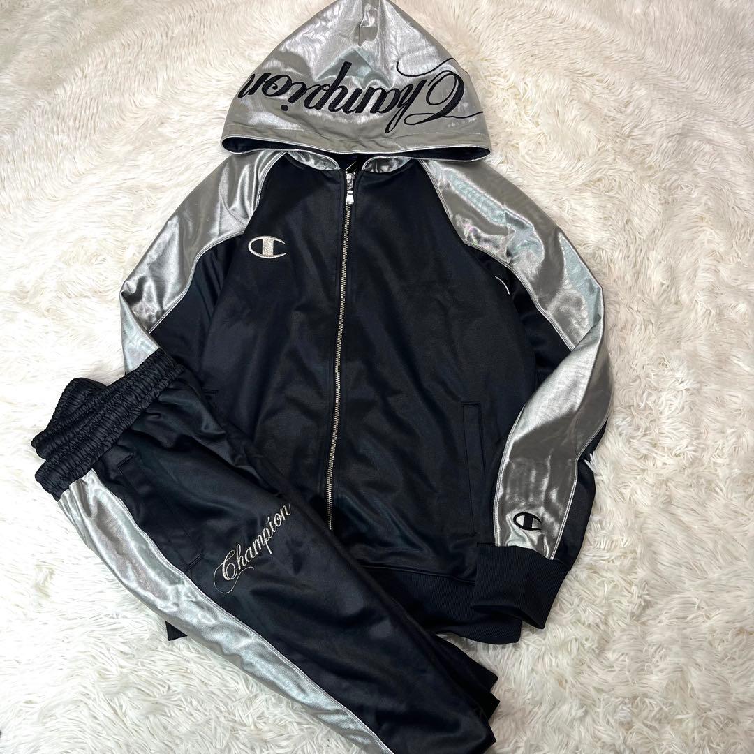 極美品】CHAMPION 魔裟斗モデル シルバー 刺繍ロゴ セットアップ L