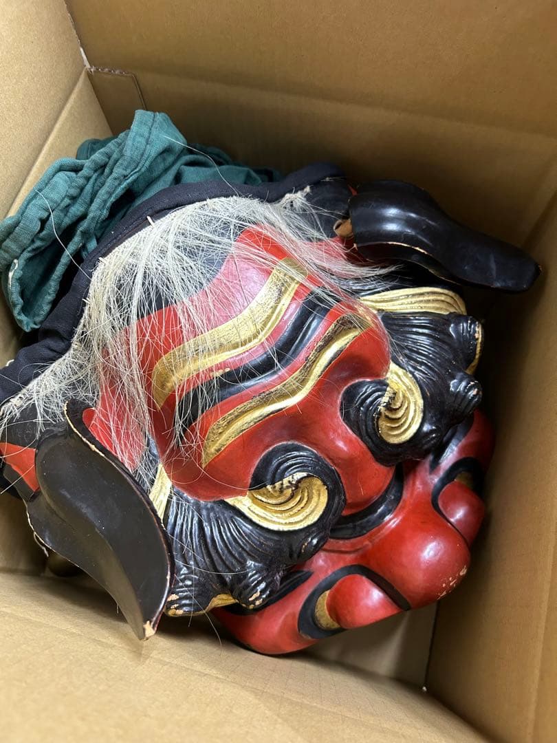 宇津 権九郎 獅子頭 獅子舞 漆塗 木彫り 覆 鈴 拍子木付き - メルカリ