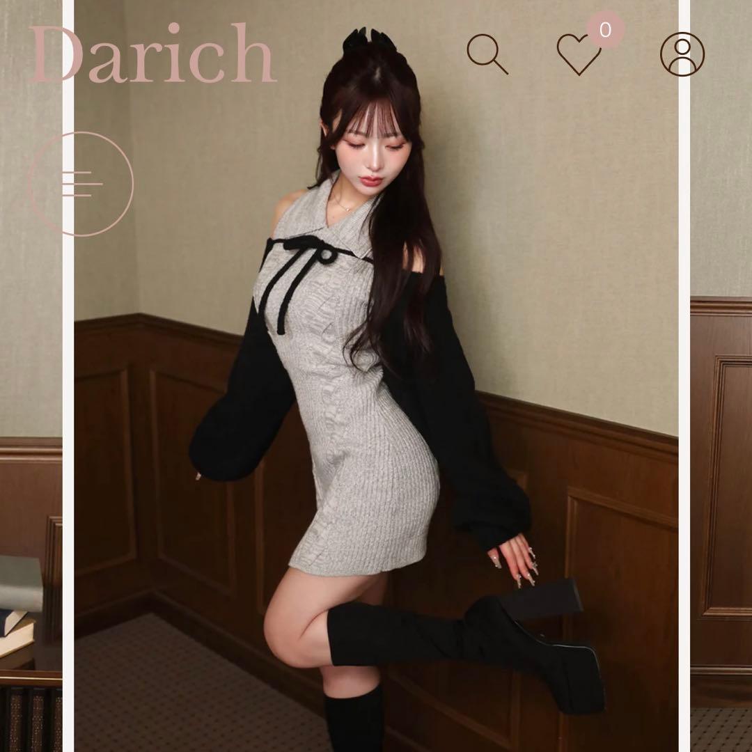 ショートボレロニットミニワンピース ダーリッチ darich グレーの通販