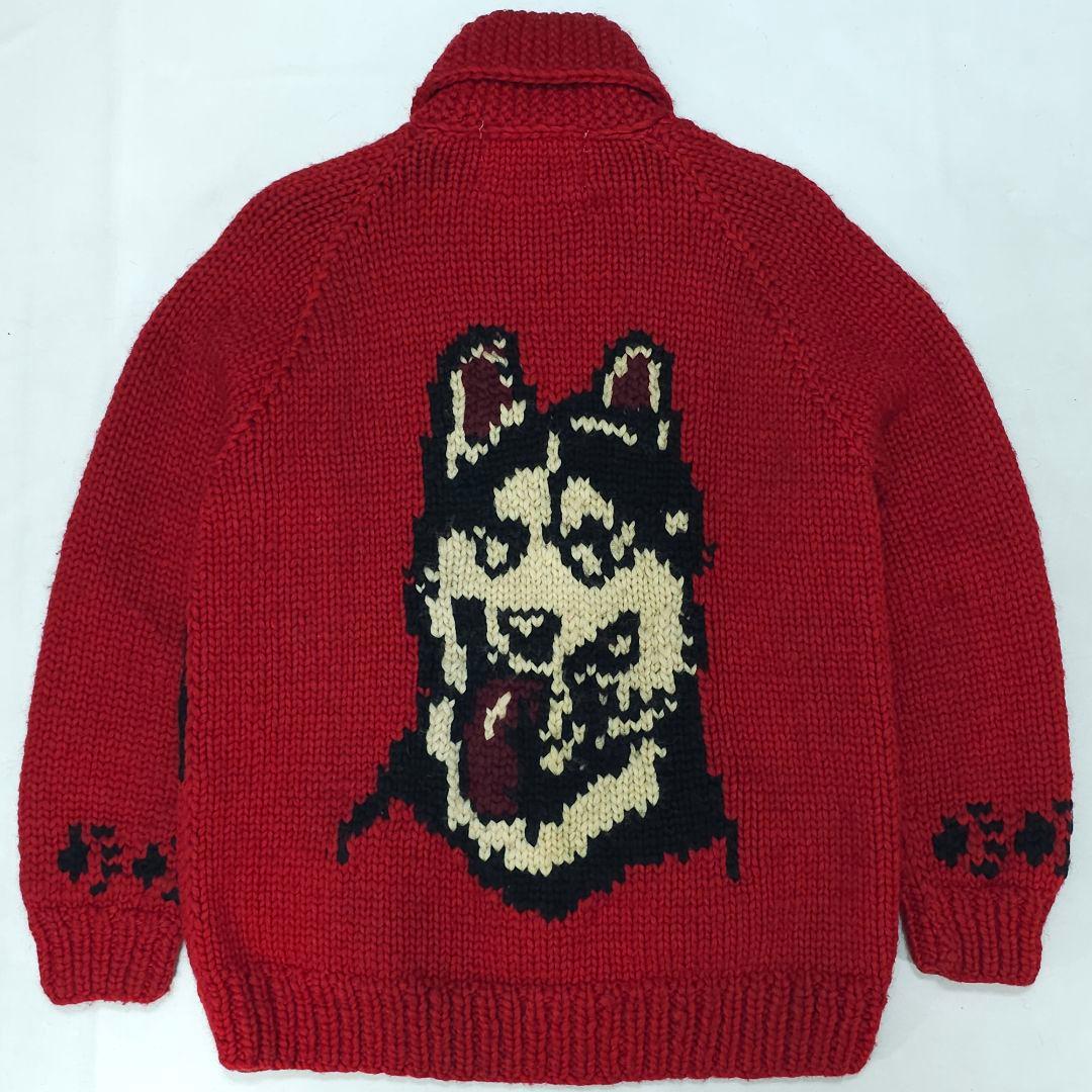 カナダ製 カナディアンセーター カウチン ウルフ オオカミ 狼 ジップ