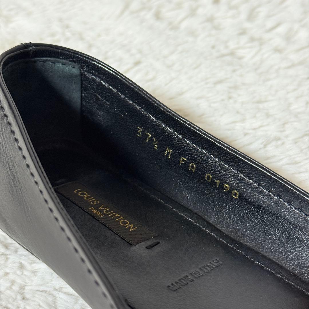 極美品✨ ルイヴィトン パンプス LVロゴ ゴールド レザー 黒 37 1/2