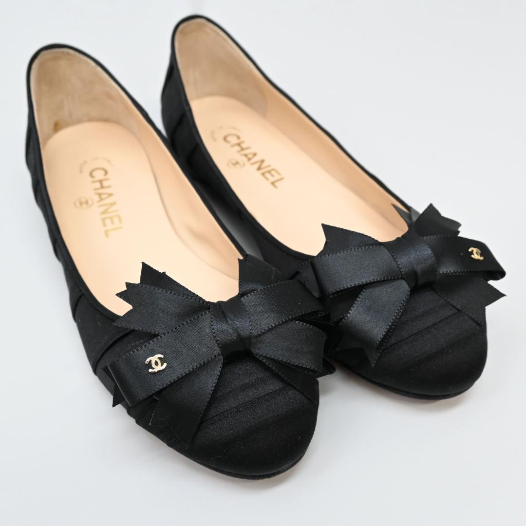 □ □ 149☆年 07P CHANEL シャネル リボンパンプス ココマーク