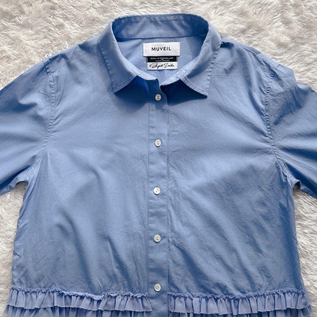 MUVEIL ミュベール バックフリルブラウス サックスブルー 38 M - メルカリ