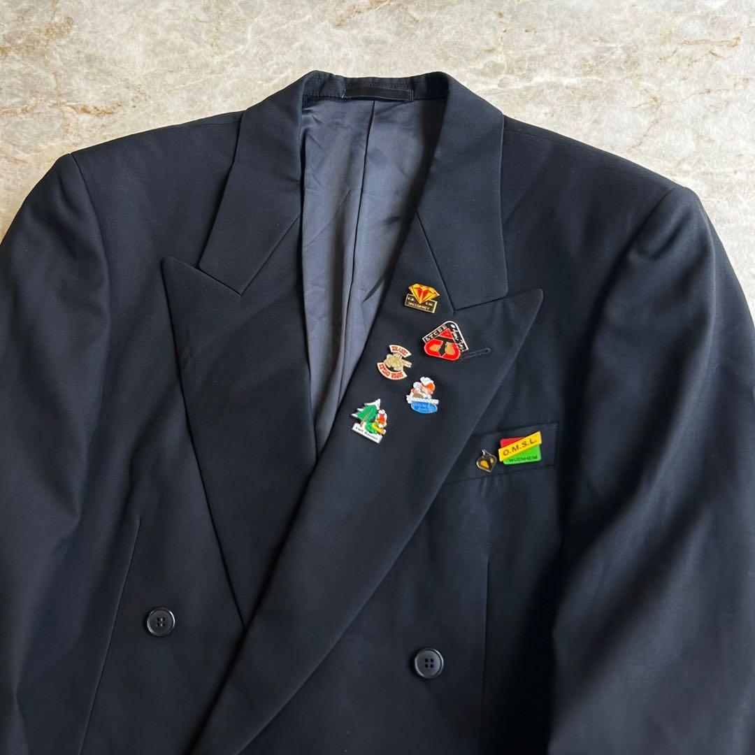 vintage ブラック ダブルスーツ ピンズセットアップ モード 成人式