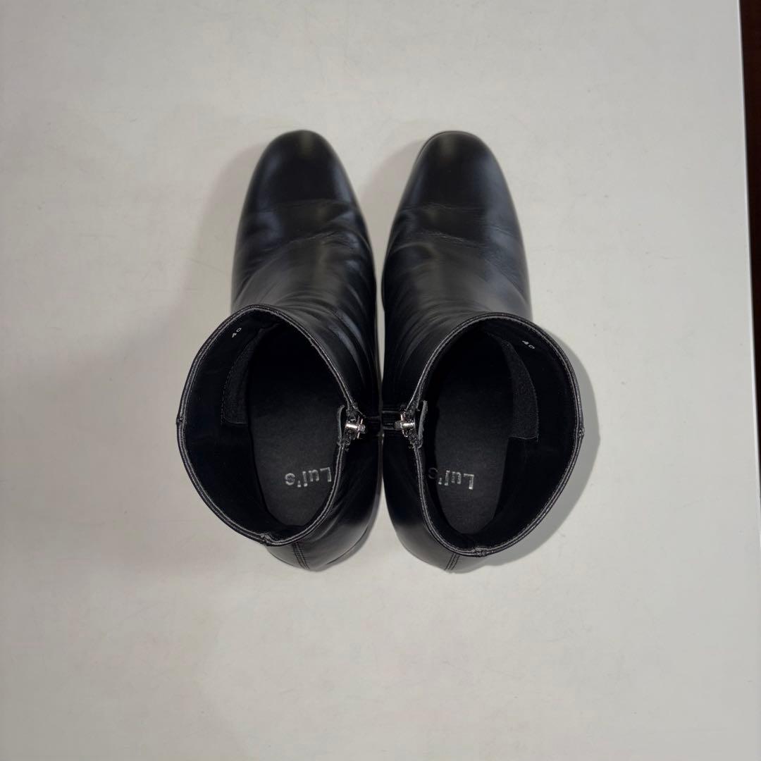 Lui's ルイス サイドジップ ヒールブーツ レザーブーツ ブラック 40