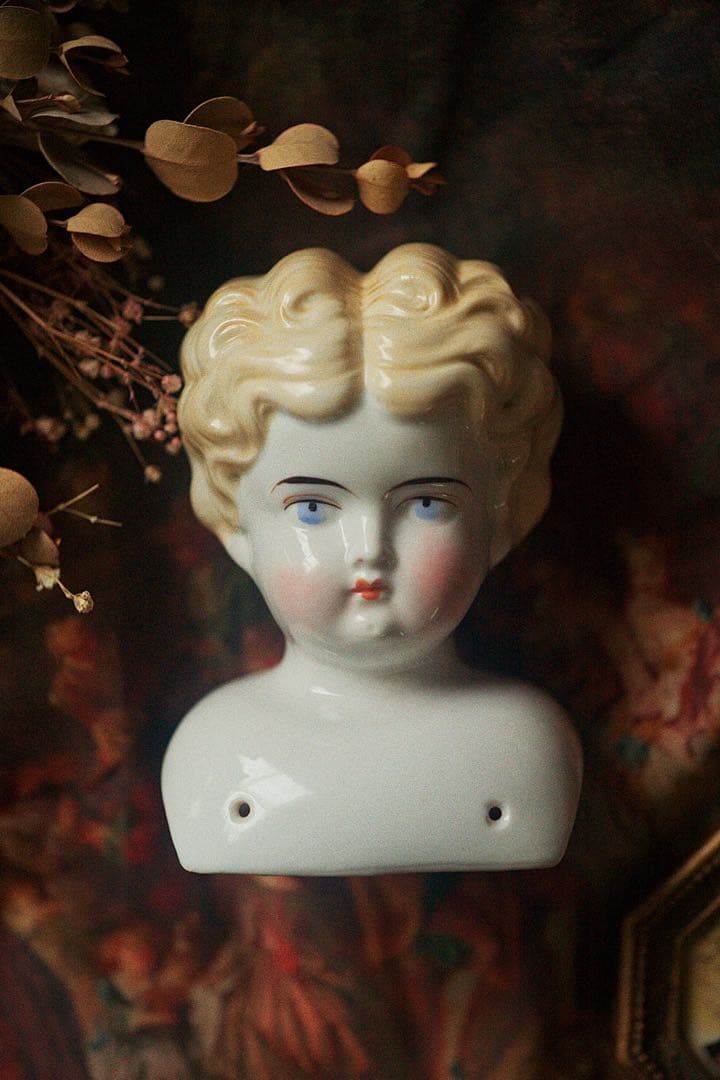 アンティーク チャイナヘッドドール ビスクドール ショルダーヘッド ビスク ヘッド ドール チャイナヘッド パリアン 凝ったモールド