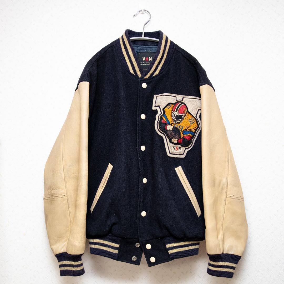 VAN JACKET スタジャン 当時物 90s 袖レザー - メルカリ