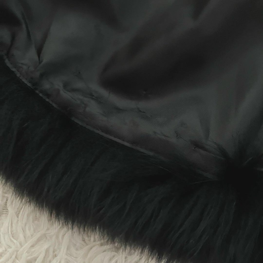 エンチャリオット カシミヤ100% ブルーフォックス ポンチョ ブラック