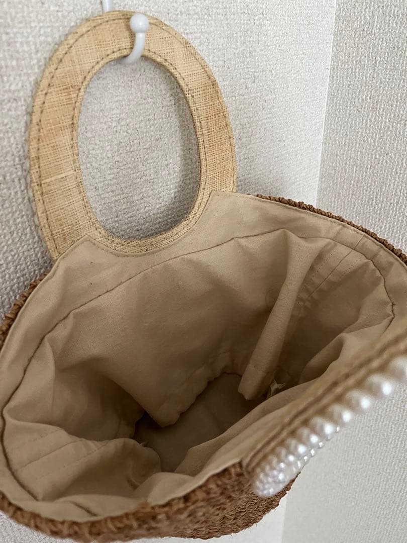 素敵に可愛いい⭐︎アナトリエ⭐︎ベージュ パール装飾 かごバッグ