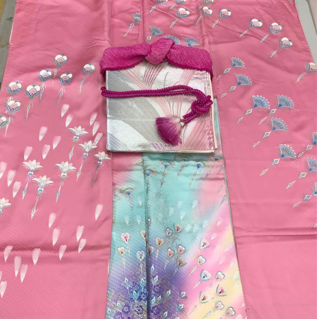 ワ【12-8】npps◆未着用◆正絹◆振袖５点セット