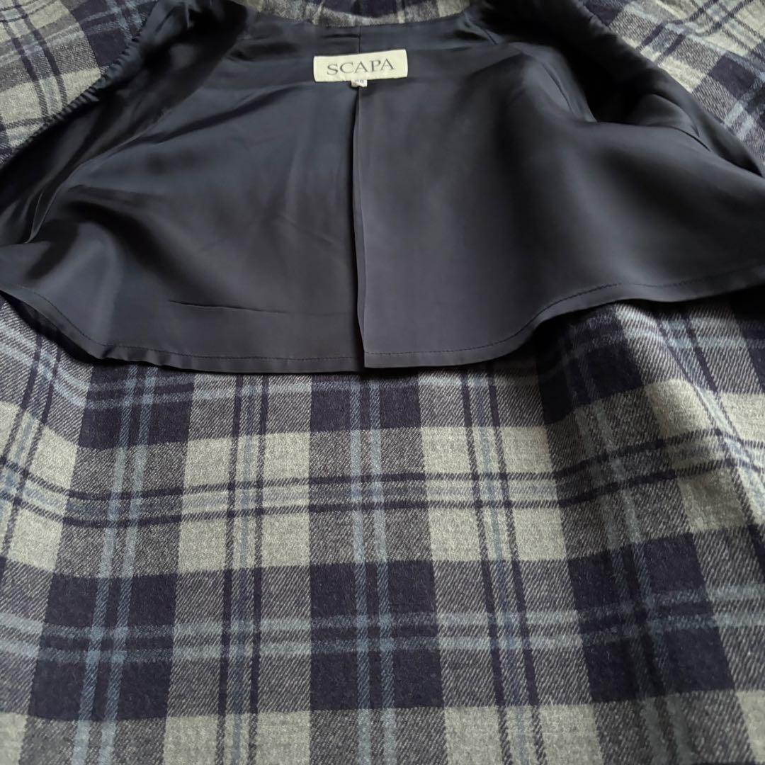 専用出品SCAPA 九分袖グレーウールコートと白タートルニット