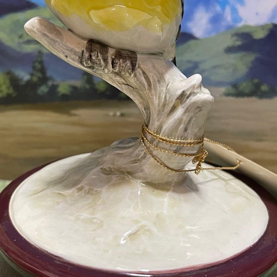 日本野鳥の会 監修キビタキ 陶器製 オルゴール 名曲 『愛のオルゴール』希少‼︎