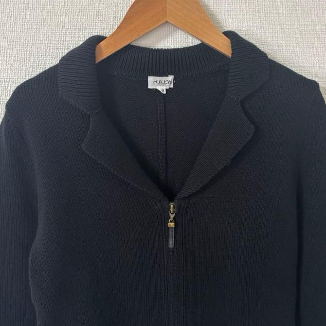FOXEY BOUTIQUE ニットジャケット ブラック 40 ダブルジップ - メルカリ