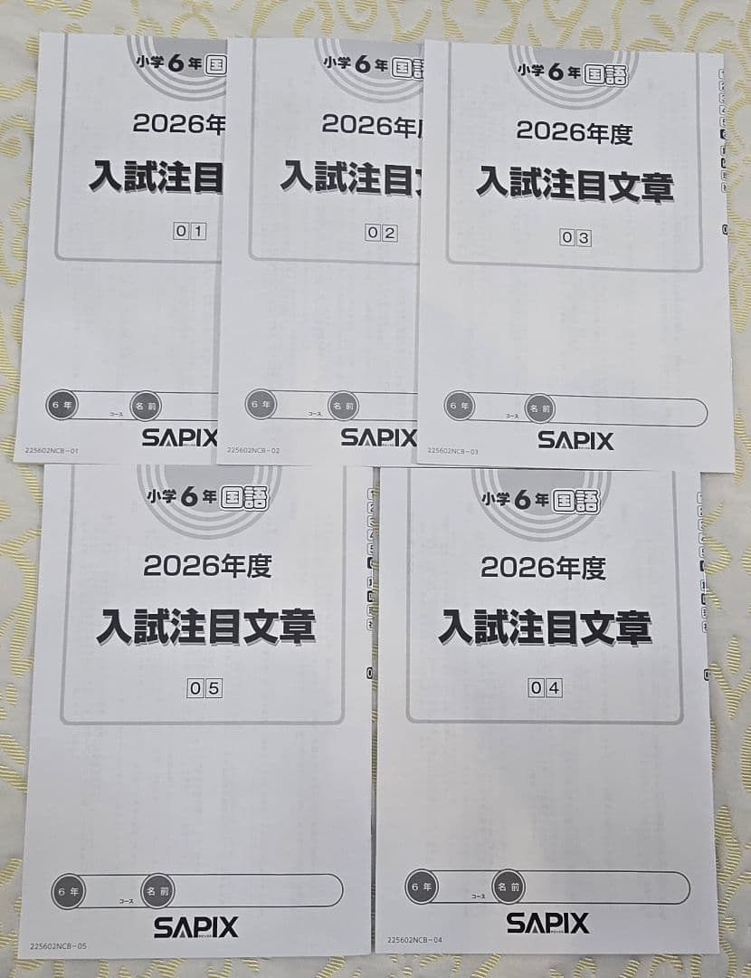 SAPIX 6年国語 2026年度 入試注目文章 01〜05 5冊セット - メルカリ