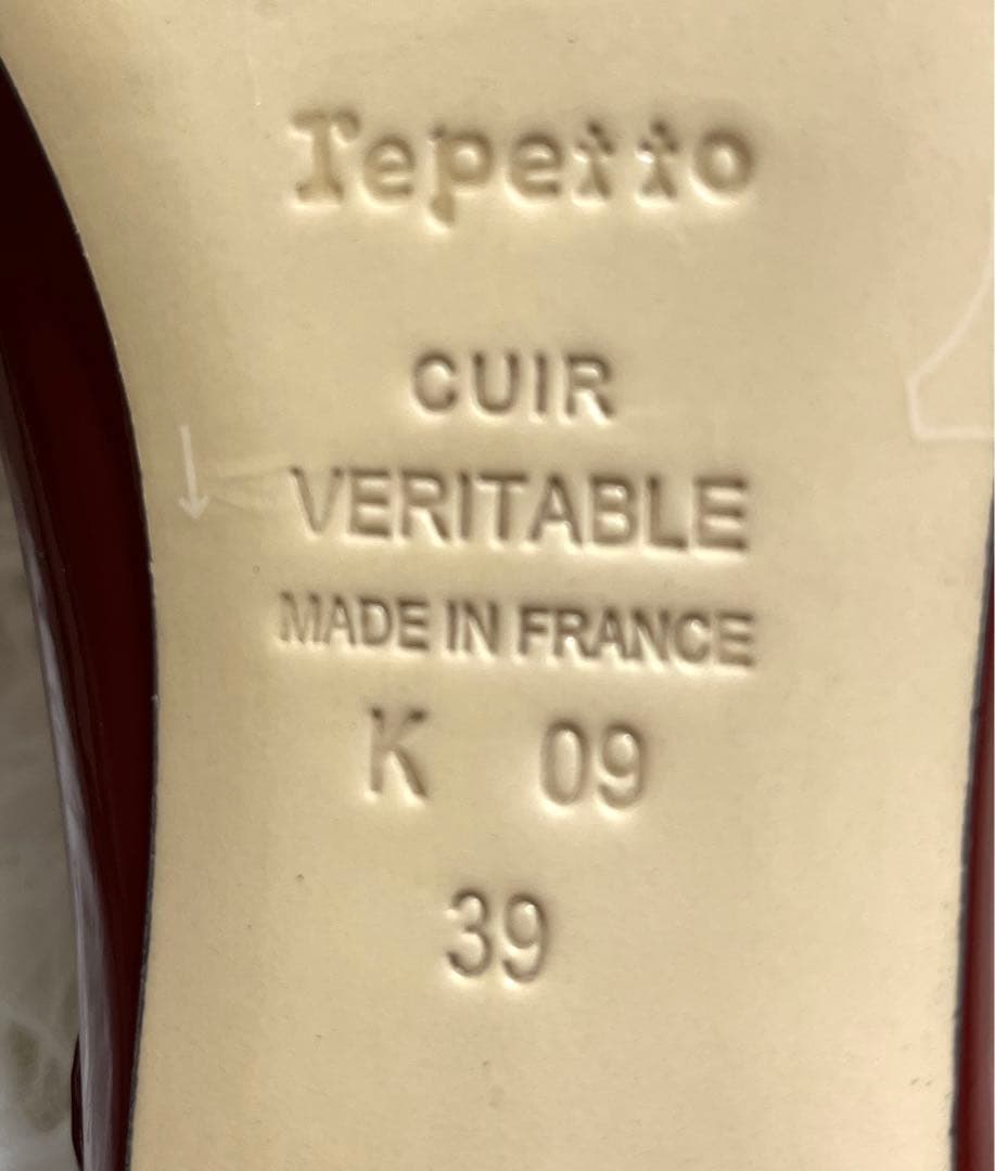 極美品 レペット パンプス エナメル ストラップ ベルト 赤 24.5 バレエ