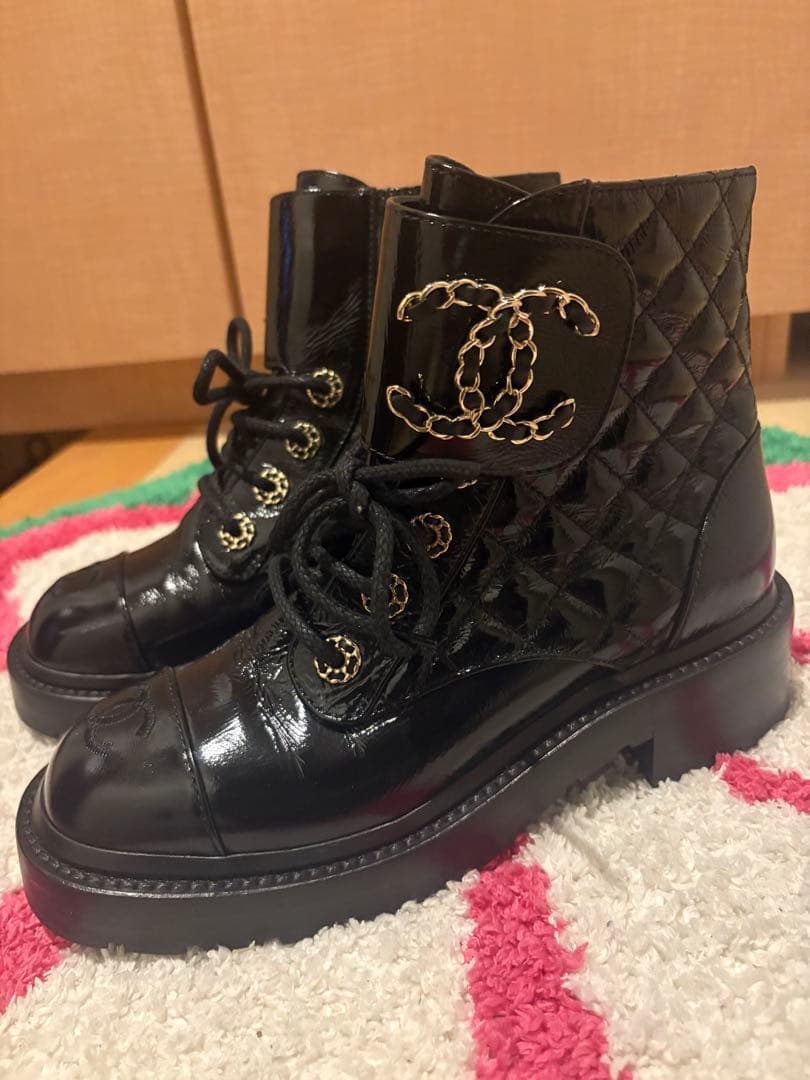 CHANEL シャネル キルティングブーツ ココマーク ショートブーツ 23