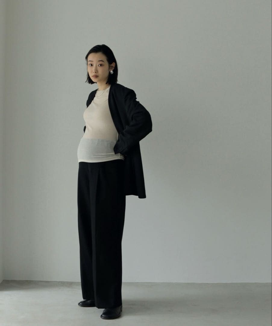 【Reha.】Tuck Wide Pants マタニティパンツ36 anuke ànuke online store（アンヌーク） / 【Reha.】Tuck Wide PantsTuck