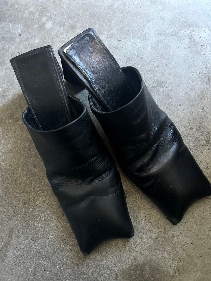 BALENCIAGAレザーミュール 中古・古着通販】BALENCIAGA (バレンシアガ) CROCS ミュール ブラック