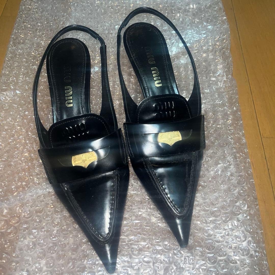miu miu ミュウミュウ スリングバック パンプス ミュール - メルカリ