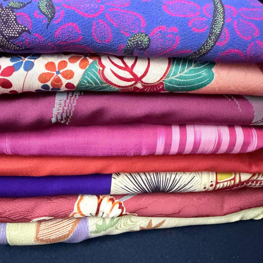 J-45アンティーク着物 お召・銘仙いろいろ9枚 おまとめ売り材料正絹