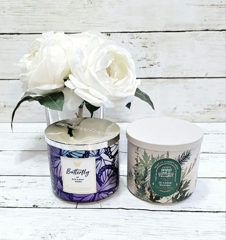 バスアンドボディワークス　3芯キャンドル 2個セット★オマケ付★ バス&ボディワークス レイクサイドモーニング 3本芯キャンドル 411g