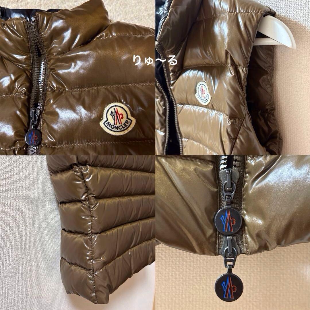 美品⭐️モンクレール ダウンベスト ジップ 正規品／ブラウンベージュ