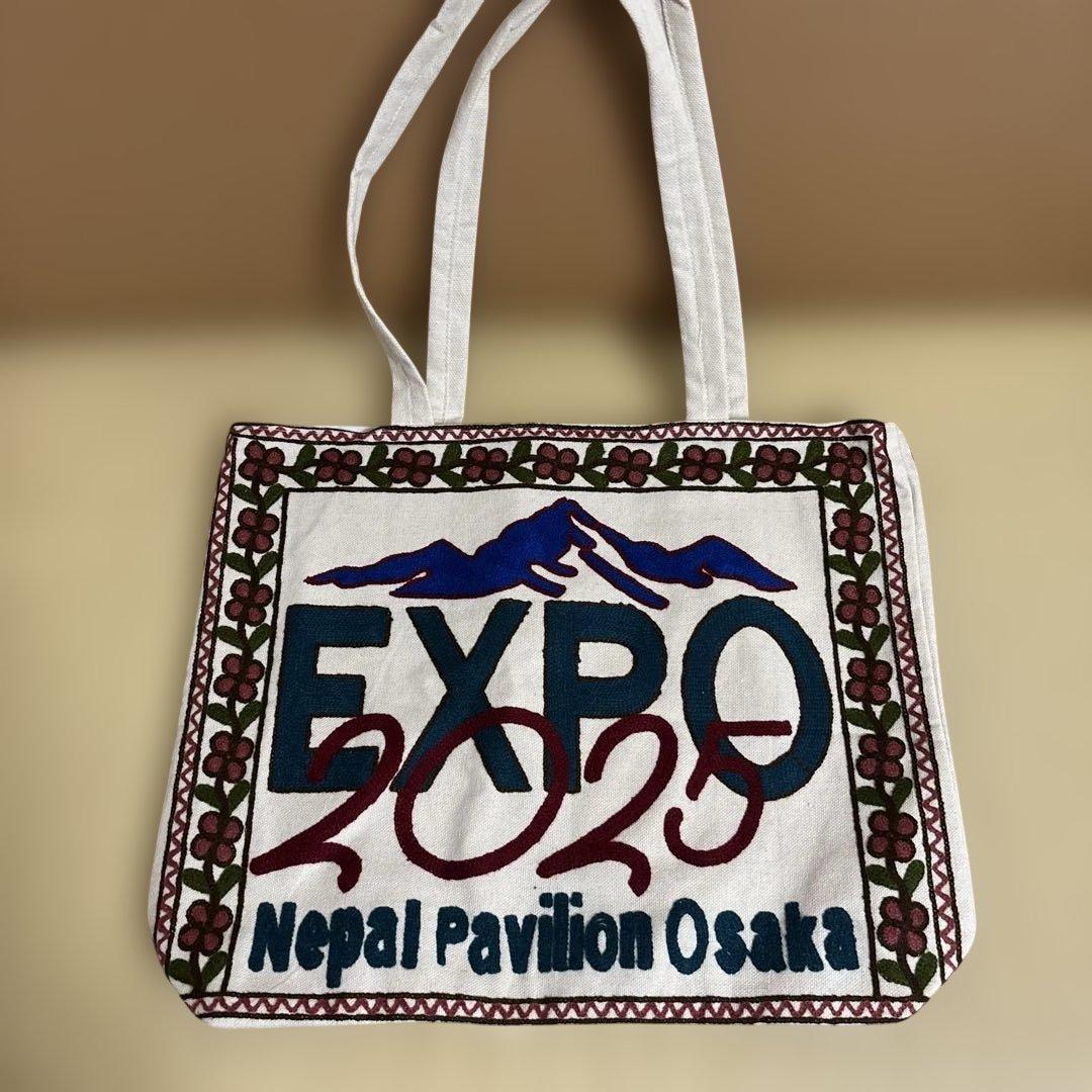ネパール 万博 トートバッグ 貴重なネパール羊毛 起毛刺繍 ヒマラヤ