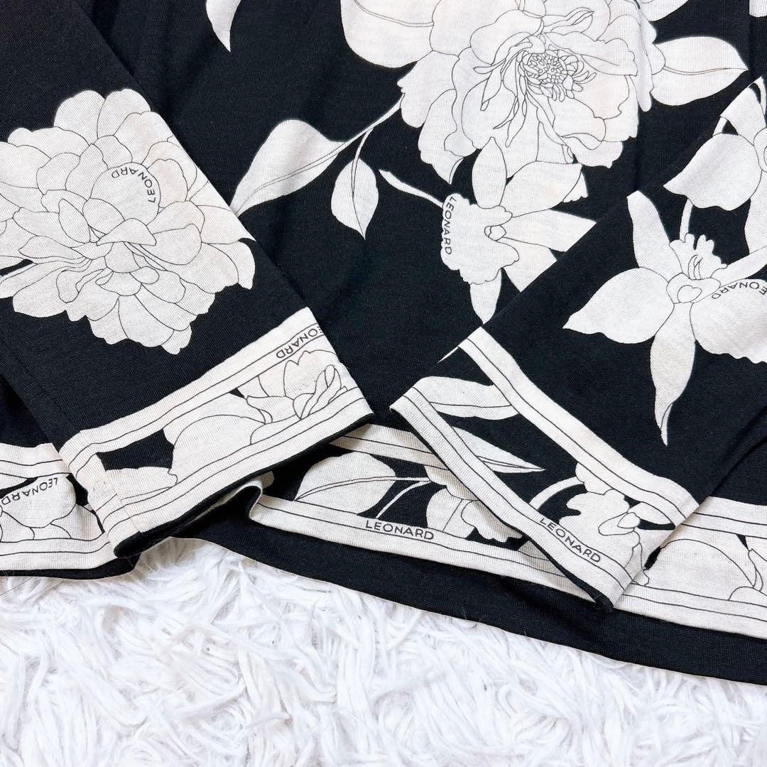 美品 LEONARD レオナール 長袖 花柄 ブラウス カットソー トップス L